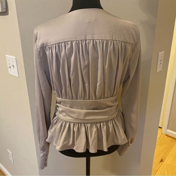 Jason Wu size Medium cream peplum long sleeve V neck blouse NWOT - Picture 7 of 12